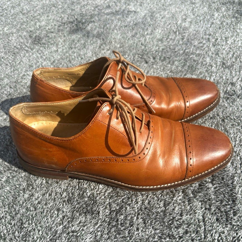Cole Haan Men's 8M Brown Leather Cap Toe Oxford Dress Shoes Brogue Lace Up